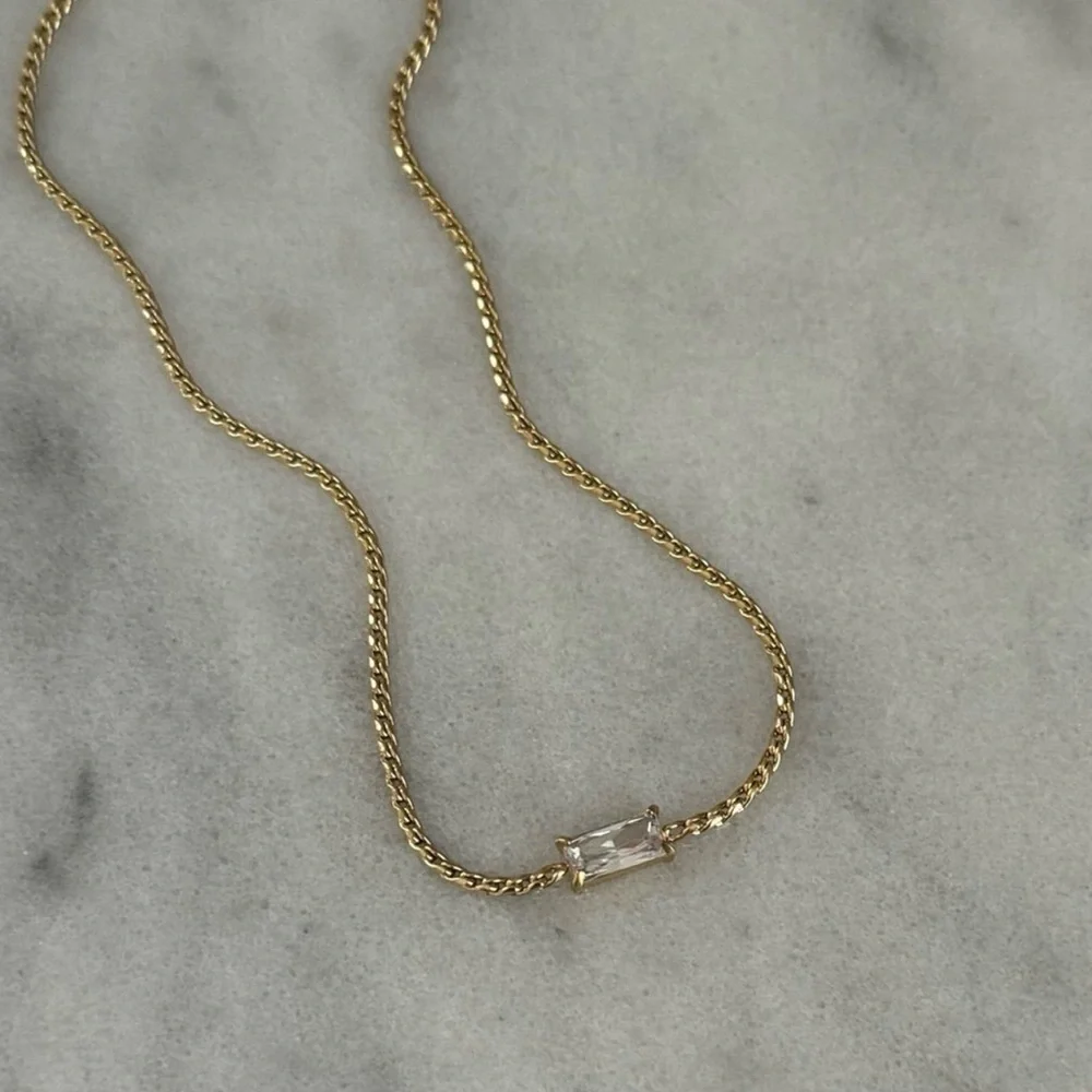 Gold Princess Crystal Chain Link Necklace Brand New